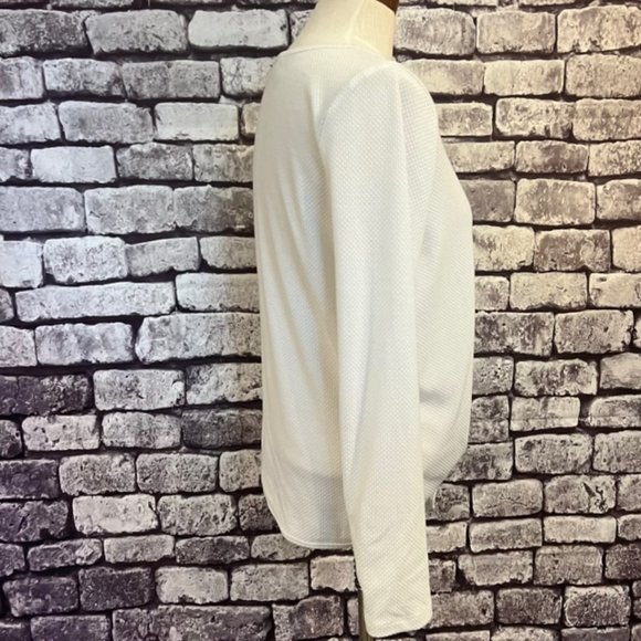 LOFT Outlet White Long Sleeve Seamed Front V-Neck Blouse Size Medium - Picture 7 of 8